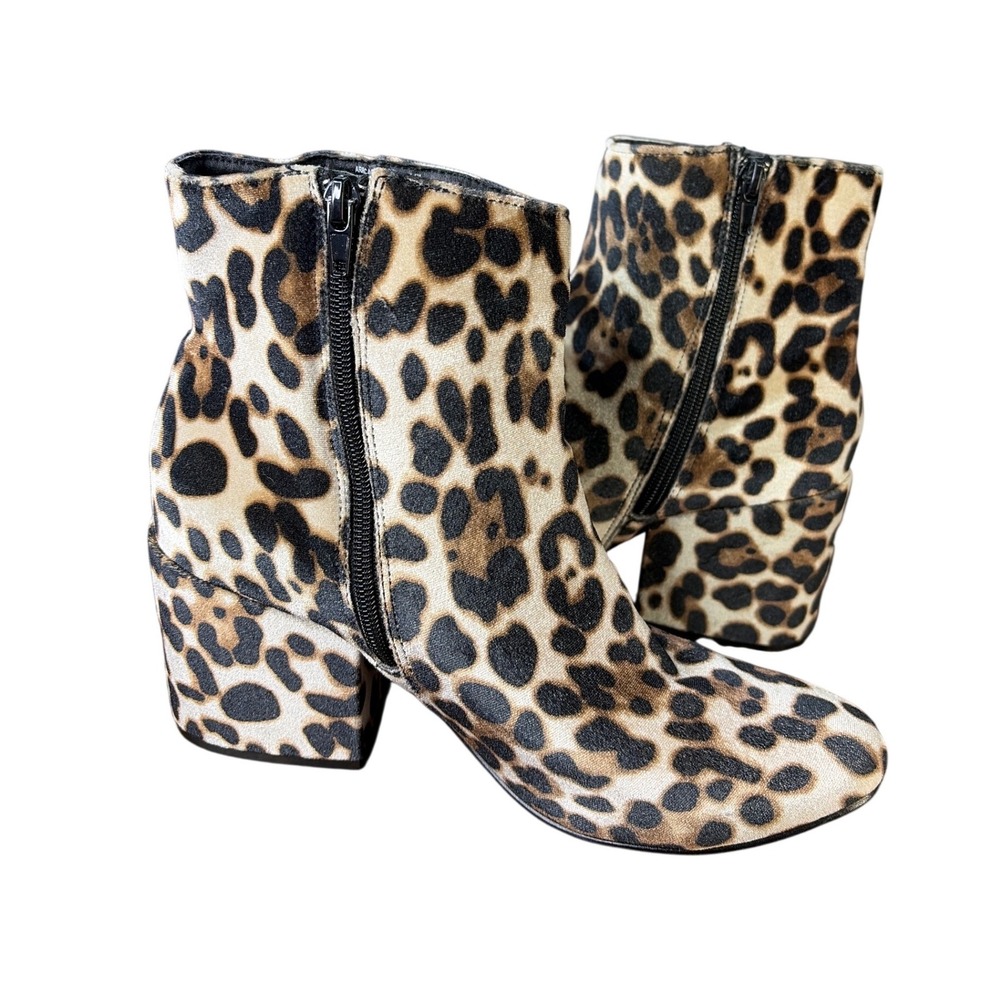 Madden Girl Leopard‎ Print Block Heel Ankle Booties Tan Black Animal Print 8.5 - Picture 8 of 11